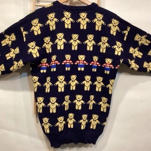 VINTAGE Chrissy Norman ,wool sweater , navy blue teddy bears, English, Euc - Picture 1 of 6