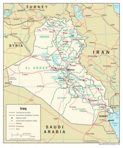 Iraq Road Highway Transportation Map Paese Nazione Poster Stampa XL - Foto 1 di 1
