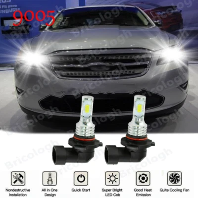 Faróis de LED 9005 HB3 brancos lâmpadas de feixe alto/baixo para Ford Taurus 2010-2012 - Imagem 1 de 4