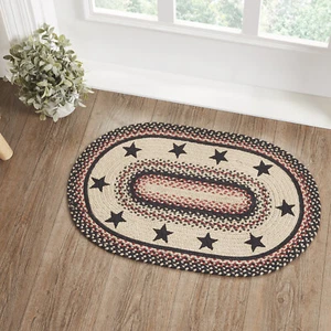 Accent Rug Colonial Star Jute Country 20x30 Oval No Slip Floor Decor VHC Brands - Picture 1 of 7