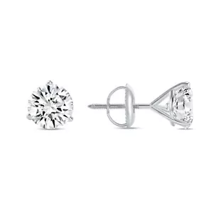 4 Ct Round Lab Grown Diamond Earrings 950 Platinum E/VVS Martini Screw IGI Cert - Picture 1 of 4