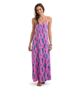 Vineyard Vines Sleeveless Colorful Palm Print Linen blend smock Maxi dress, sz 8 - Picture 1 of 11