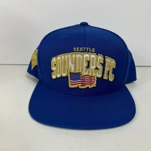 Seattle Sounders FC Hat Mens Snapback MLS Soccer Mitchell & Ness Blue Cap Gold - Picture 1 of 7