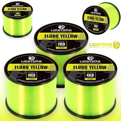 Lidsters Fluoro Yellow Mono Sea Fishing Line – Abrasion Resistant 20lb 30lb 40lb - Image 1 of 4
