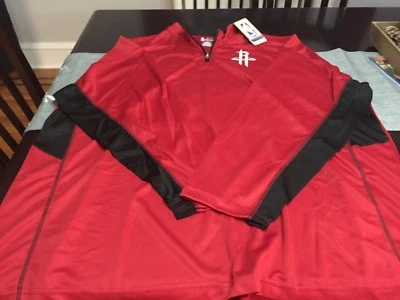MENS NBA MAJESTIC HOUSTON ROCKETS 1/4 Zip SWEATER TOP 4XL RED/BLACK NWT - Image 1 of 3