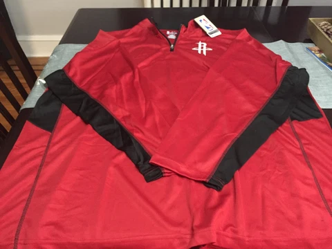 MENS NBA MAJESTIC HOUSTON ROCKETS 1/4 Zip SWEATER TOP 4XL RED/BLACK NWT Cover