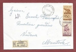 raccomandata storia postale Giochi XVII Olimpiade L.5 +L.110 da Varese 1961 - Foto 1 di 3