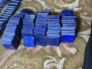 Polished Lapis Lazuli 2x2 " tiles one side polished blue natural undyed 25pc lot - Picture 1 of 14