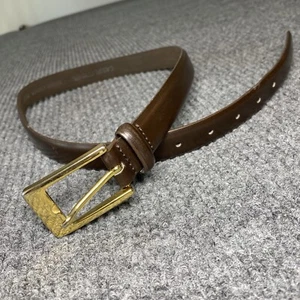 Casual Corner Belt Mens M Brown Leather Gold Buckle - Picture 1 of 11