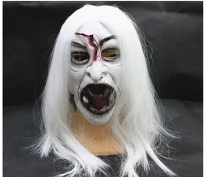 Halloween Spooktacular Latex White Hair Devil Scary Horror Masks - Picture 1 of 10