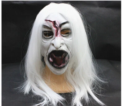 Halloween Spooktacular Latex White Hair Devil Scary Horror Masks - Image 1 of 4