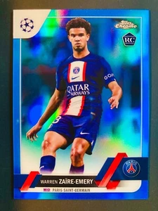 2022-23 Topps Chrome UEFA Warren Zaire-Emery PSG Blue refractor rookie RC /150 - Picture 1 of 2