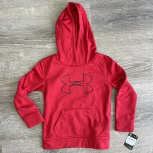 UA Under Armour Red Boys Big Logo Hoodie Kids Youth Size 6 New - Picture 1 of 3