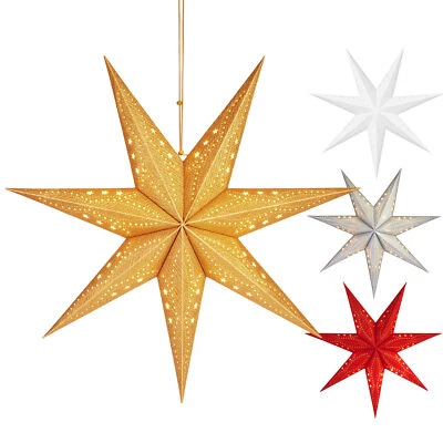 3D Weihnachtsstern Adventsstern 60 cm Papierstern LED Leuchtstern Timer Innen - Bild 1 von 4