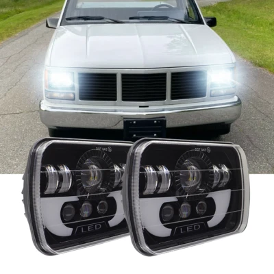 For GMC C1500 C2500 C3500 79-86 Chrome 7x6" 5x7" inch LED Headlight Hi-Lo Beam - Image 1 of 4