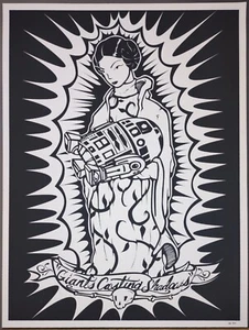 Giants Casting Shadows Star Wars Baby D2 Pincess Leia R2-D2 Siebdruck 24" x 18" - Bild 1 von 5