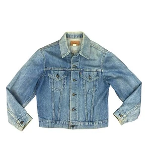 VTG GENUINE 1970s USA MADE LEVIS RED TAB 70505 TYPE 3 TRUCKER DENIM JACKET M 40” - Picture 1 of 9