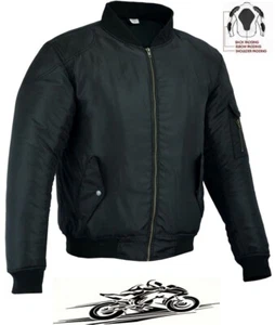 MENS BLACK WATERPROOF WINDPROOF TEXTILE CE MOTORBIKE MOTORCYCLE BOMBER JACKET - Picture 1 of 4