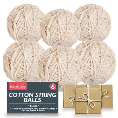SOL 150M-450M White String 2mm Cotton Twine Craft Cord Rope Balls Gift Wrapping Ties