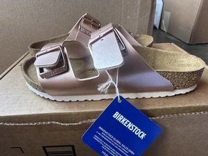 Birkenstock Arizona Plantilla Suave Metálica/Dorado Rosa Cuero Talla 34 EU - Imagen 1 de 9