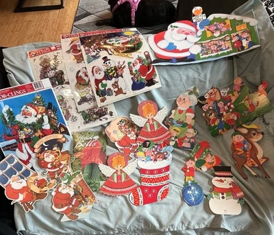 Lote De Colección Decoración Navidad- Troquelados/Móvil/Campanas de Panal/Ventana Adhesivos Años 80 Foto 1 de 4
