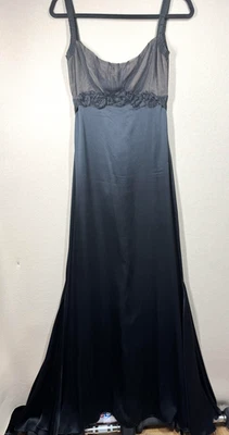 Vera Wang Dress Small Black Sheer Floral Beaded Maxi Gown Evening Y2K Vintage - Image 1 of 4