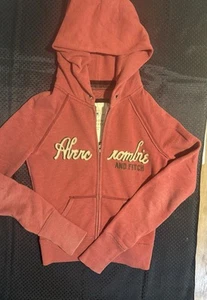Vintage Abercrombie & Fitch Hoodie Burnt Orange Full Zip Sweatshirt Size M - Picture 1 of 4