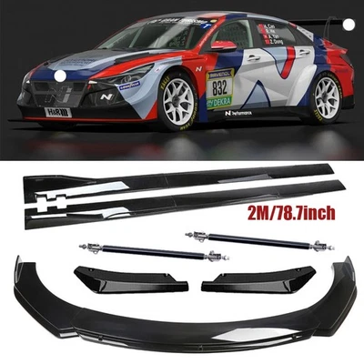 For Hyundai Elantra Front Bumper Lip Splitter Spoiler Glossy Black Body Kit Side - Image 1 of 4