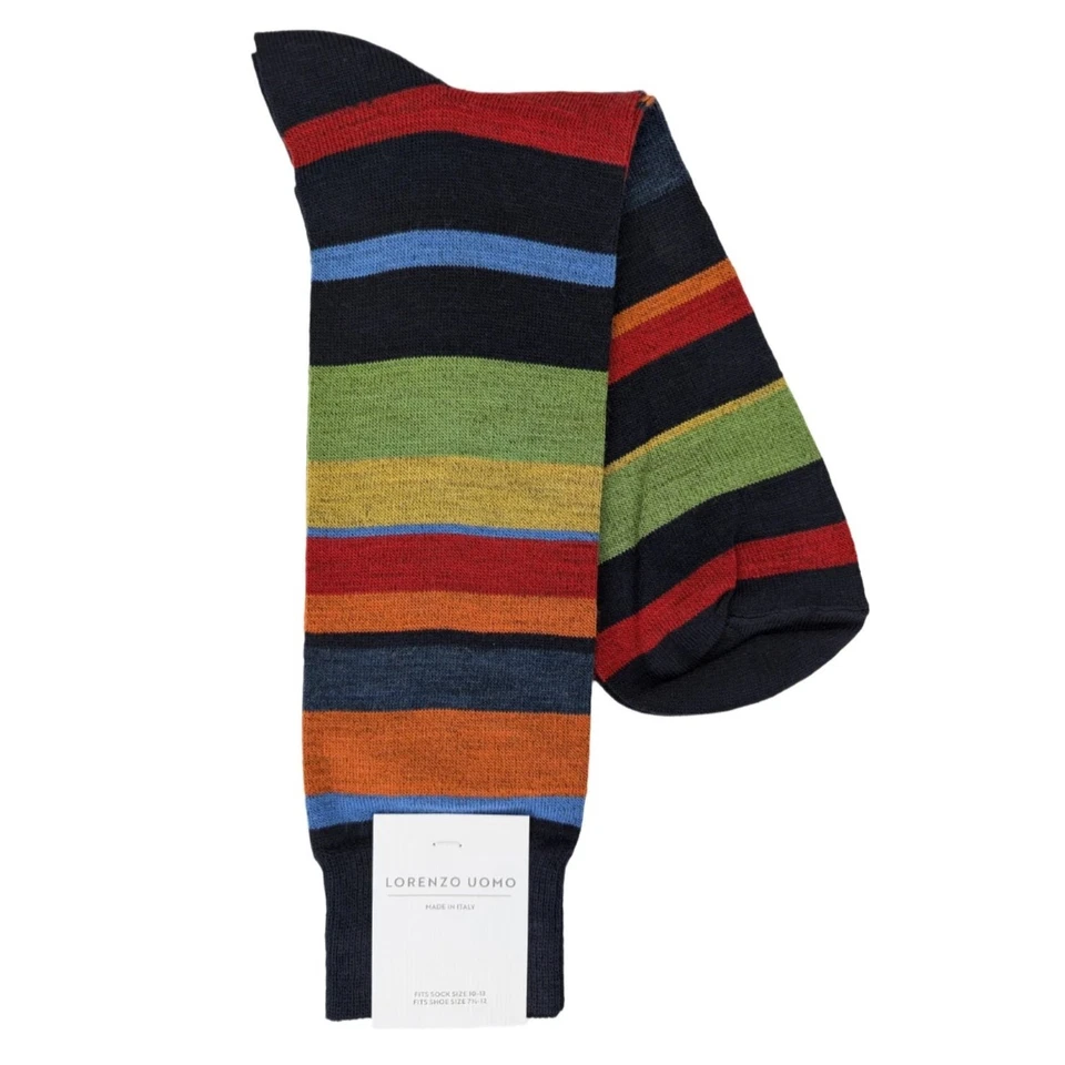 Носки Lorenzo Uomo тонкие многополосные из шерстяной смеси мериноса - Изображение 1 из 1