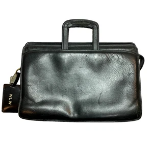 Jack Georges Leather Top Handle Briefcase Black Work Office Laptop Shoulder Bag - Picture 1 of 20