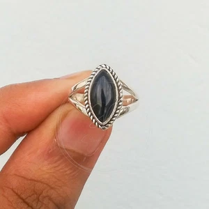 Anillo de ónix negro vintage, anillo de plata de ley 925, anillo de... - Imagen 1 de 4