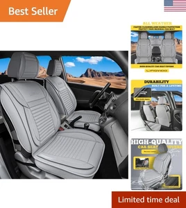 Breathable & Waterproof Front Seat Covers in Gray Faux Leather - Luxury Design - Imagen 1 de 8