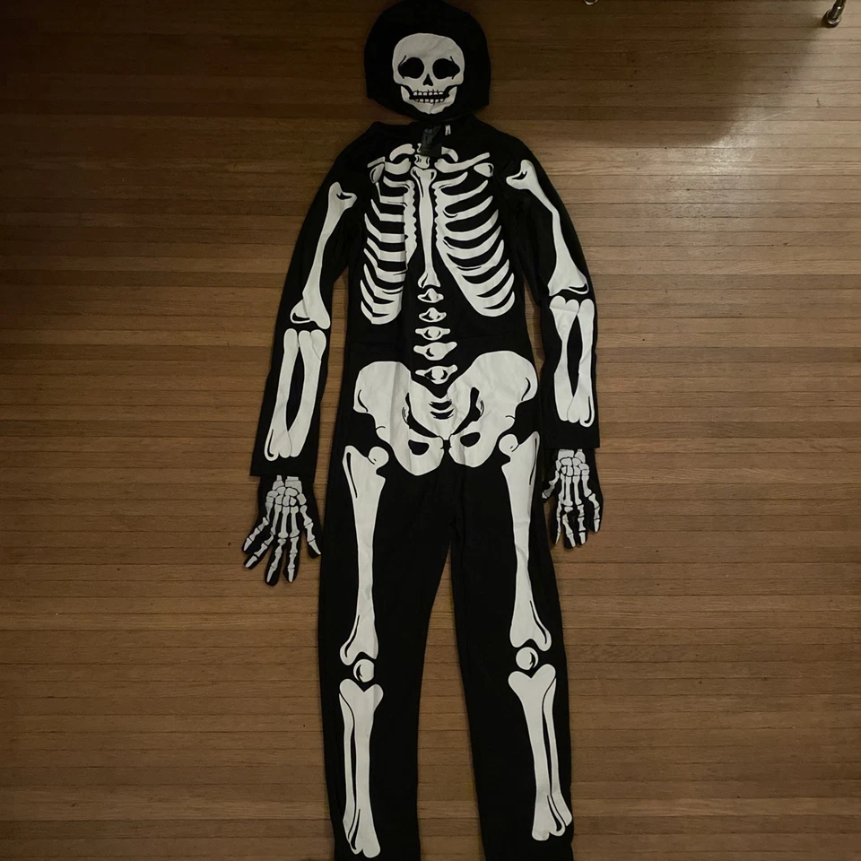 Disfraz Esqueleto Halloween Conjunto Pijama Cuerpo Completo Juvenil Por H&M Talla 10-12Y Foto 1 de 4