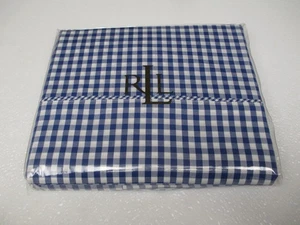 Neu Ralph Lauren BELLE HARBOR Gingham blau weiß flaches Laken - Queen - Bild 1 von 14