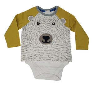 Ex Baby Boden Bear Top Vest Long sleeved Cotton Boys Unisex Top 0-3 to 2-3 NEW - Picture 1 of 3