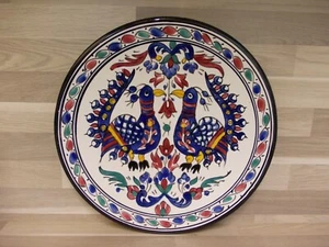 Piatto da parete, motivo uccellino - ceramica vintage - design anni 60, grande 32 cm fatto a mano - Foto 1 di 2