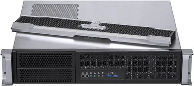 2U (24"Rail)(Door)(Micro-ATX/ITX)(2x5.25"+4xHDD Bay)(Rackmount)D:15.16" Case NEW - Image 1 of 4