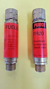 Purox FR20 Acetylene/Gas Flashback Arrester and Check Valve, 2pcs, Torch End, UK - Picture 1 of 3