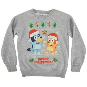 Bluey Christmas Sweatshirt Shirt Youth Boy Girl Top XS / XP Disney Bingo Holiday - Picture 1 of 13