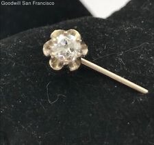 Vintage 14k White Gold 1.89g Round Solitaire 5.4mm Diamond Buttercup Stick Pin