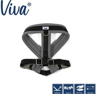 Arnés acolchado grande Ancol Viva para perro cachorro reflectante puntada de nailon negro  Foto 1 de 4