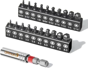 Ball End Allen Wrench Bit Set - 20PCS Metric & SAE Allen Key Drill Bit Set with - Picture 1 of 12