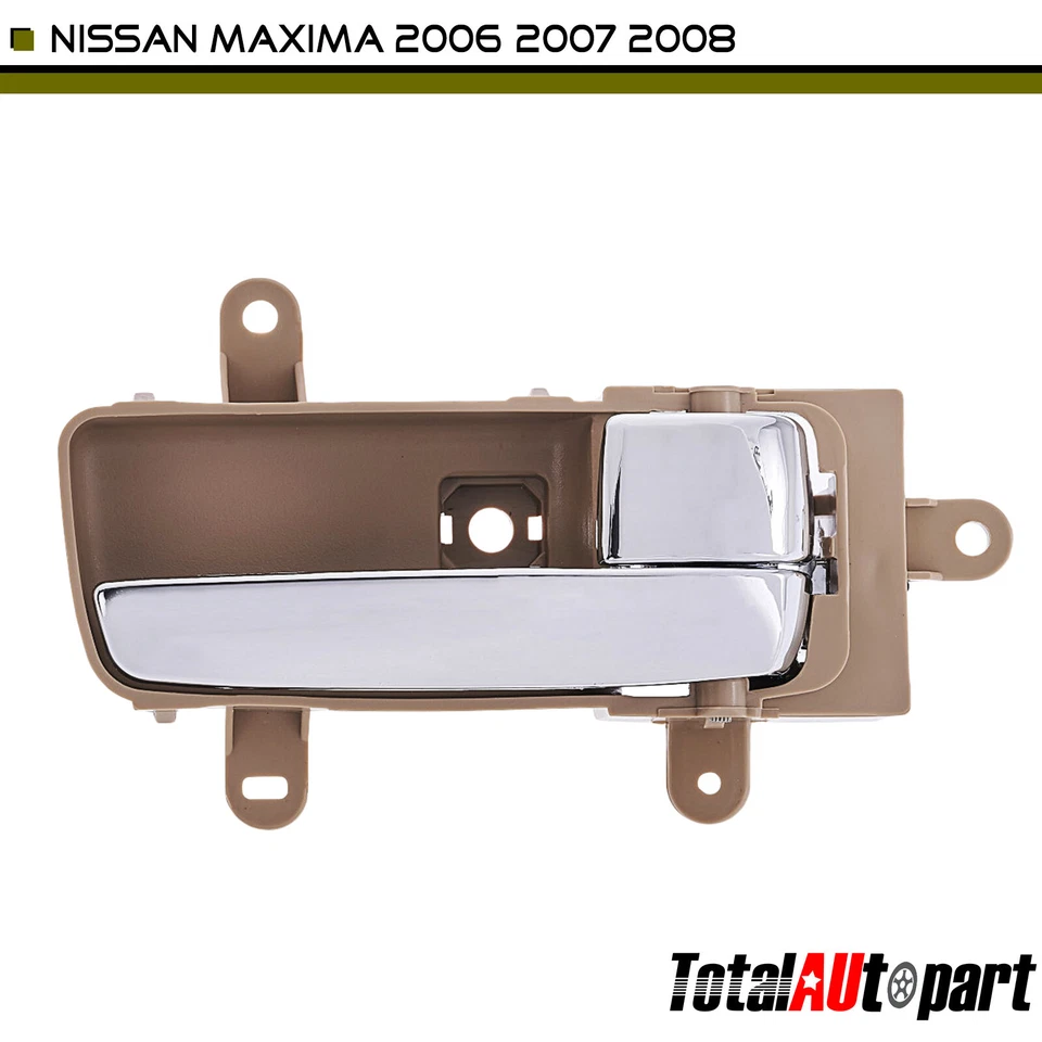 Manija de puerta interior beige y cromada para Nissan Máxima 2006-2008 lado del pasajero Foto 1 de 4