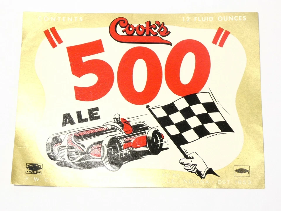 Vintage Original Cook's 500 Ale F.W. Cook, Indiana Bottle Paper Label #R53 - Image 1 of 4