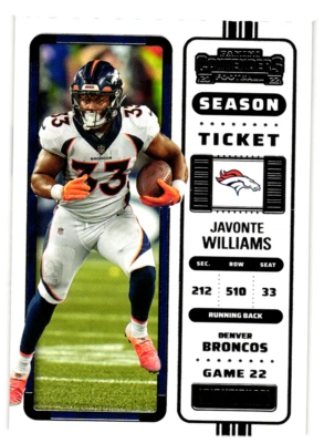 2022 Panini Contenders Season Ticket Javonte Williams Denver Broncos #31 - Image 1 of 2