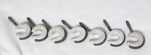 vintage C shape 7 white porcelain eye hook bolt wire hanger 2.75" insulating - Picture 1 of 7