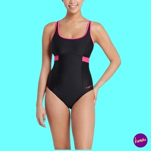 ZOGGS Women's Dakota Crossback One-Piece Swimsuit, Black/Magenta, UK 16 (EU 40) - Picture 1 of 9