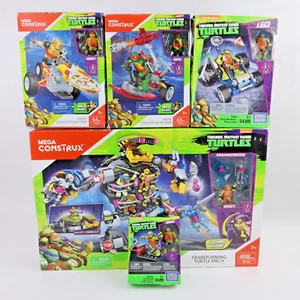 Mega Construx Bloks Transforming Turtle Mech Raph Mikey Leo Donnie TMNT Lot FIVE - Picture 1 of 24