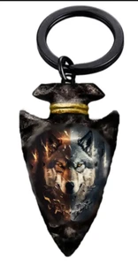 Wolf Head Totem Triangle Pendant Keychain - Picture 1 of 1