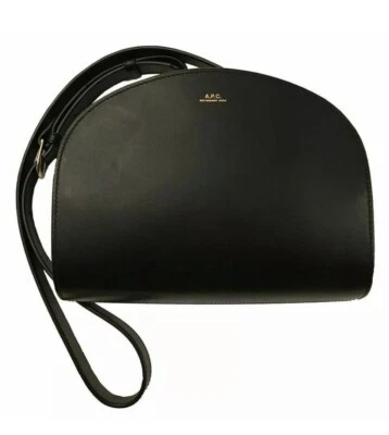 NEW 500 $ A.P.C APC DEMI LUNE  HALF MOON HANDBAG SMOOTH CALF LEATHER BLACK - Image 1 of 4